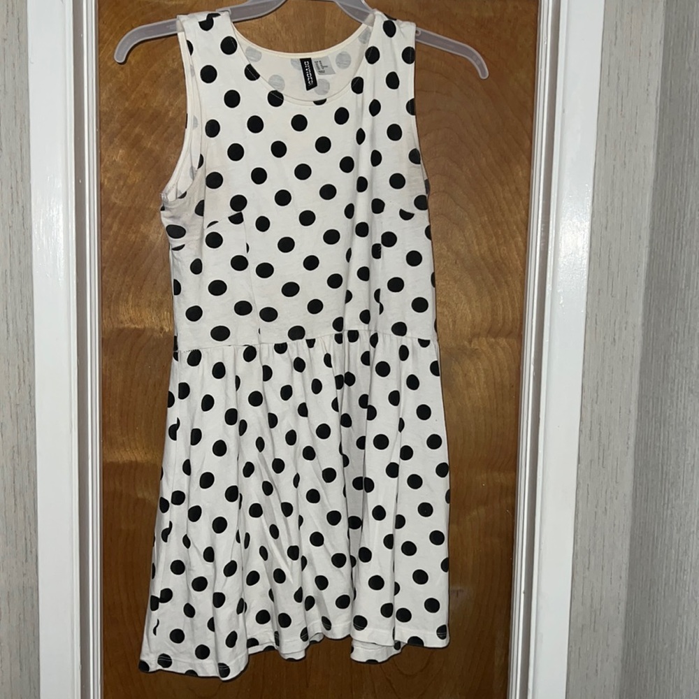 White dress with black polka dots